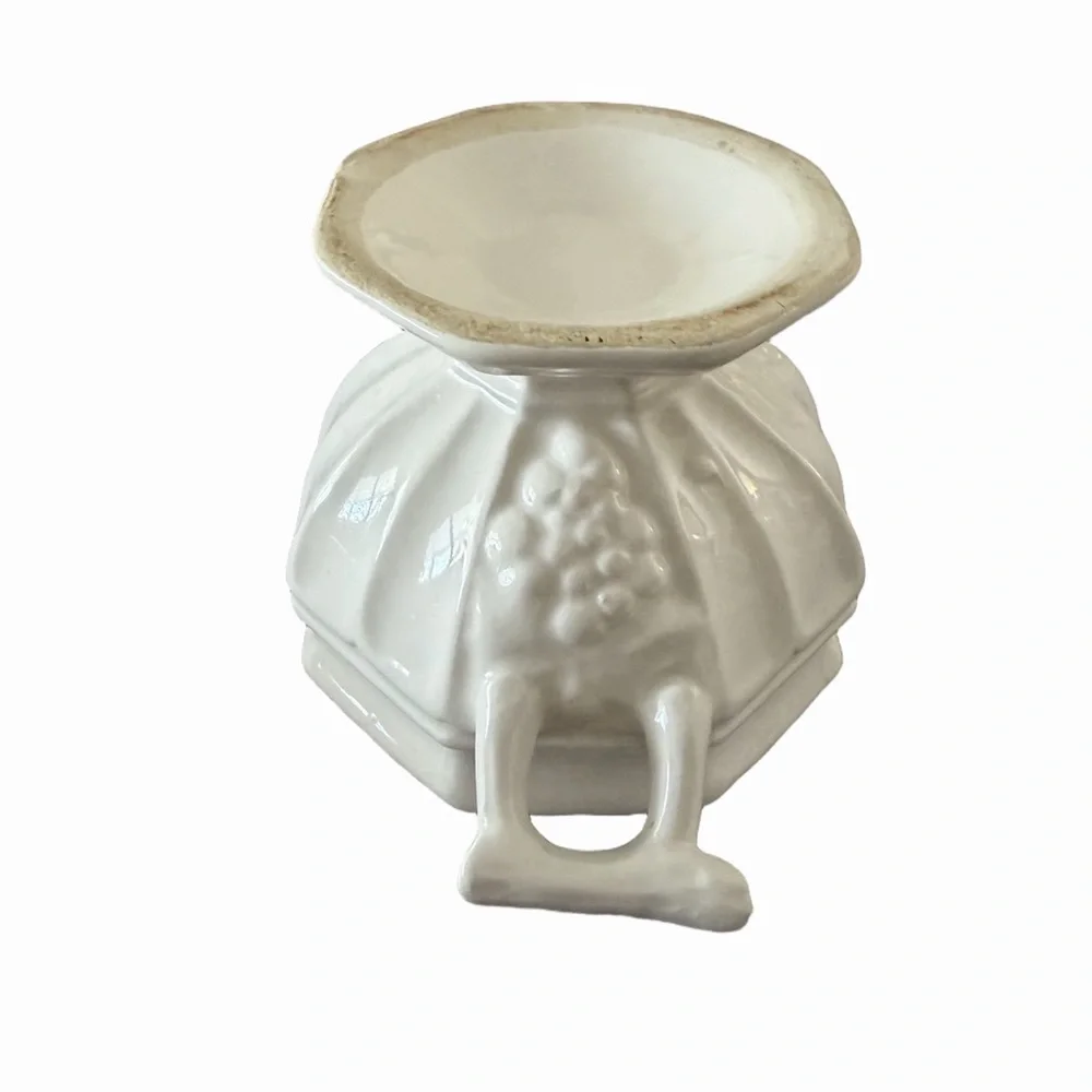Vintage White Ceramic Mini Tureen w/ Lid | Pedestal Footed  | Cottagecore Decor